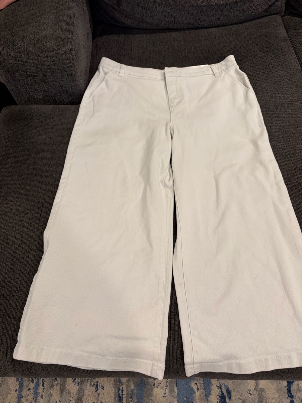 White Wide-Leg crop Cotton Pants
